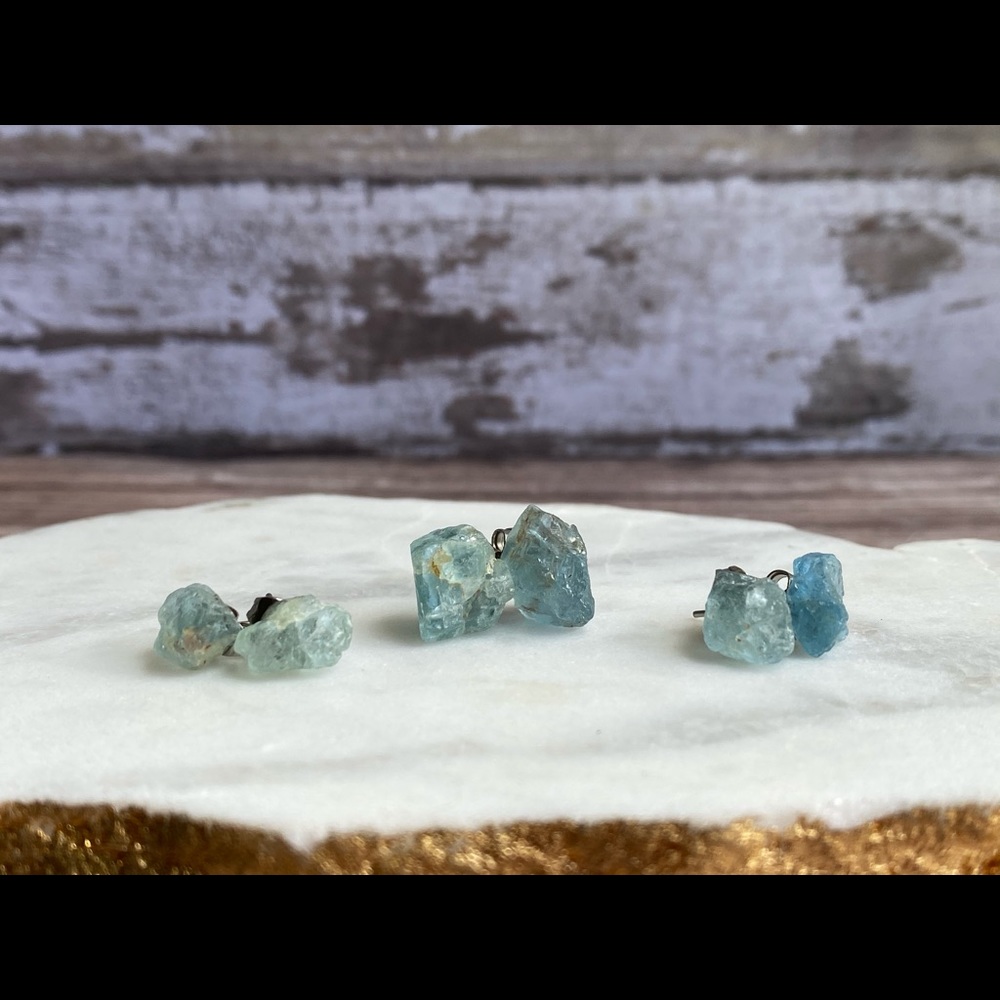 Raw Aquamarine Earrings